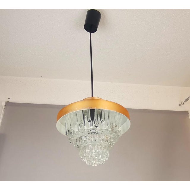 Mid-Century Modern Mid-Century Modern Clear Glass and Metallic Copper Colored Aluminum Hanging Lamp, 1960s For Sale - Image 3 of 14