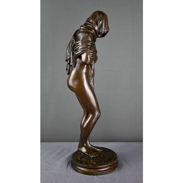 René After Houdon, The Shivering Woman Sculpture, 1890s, Bronze For Sale - Image 10 of 18