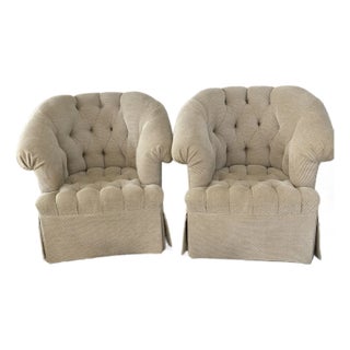 Custom Wilson Bell Rolled Armed Club Chairs For Sale