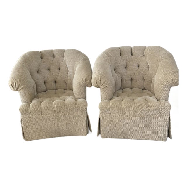 Custom Wilson Bell Rolled Armed Club Chairs For Sale