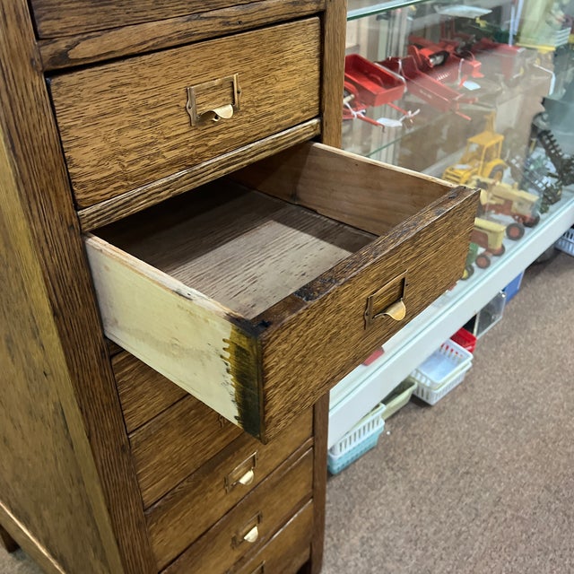 Wood Antique Oak Service Writers Desk Stand File Cabinet Podium For Sale - Image 7 of 8