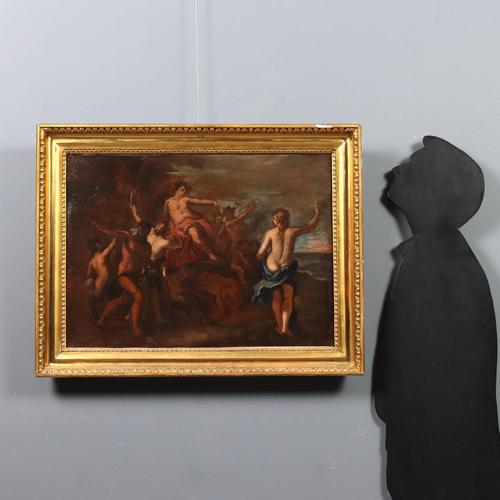 Oil on canvas. The lively scene, apparently a bacchanal, features Bacchus (the god of wine) as the central figure: seated...