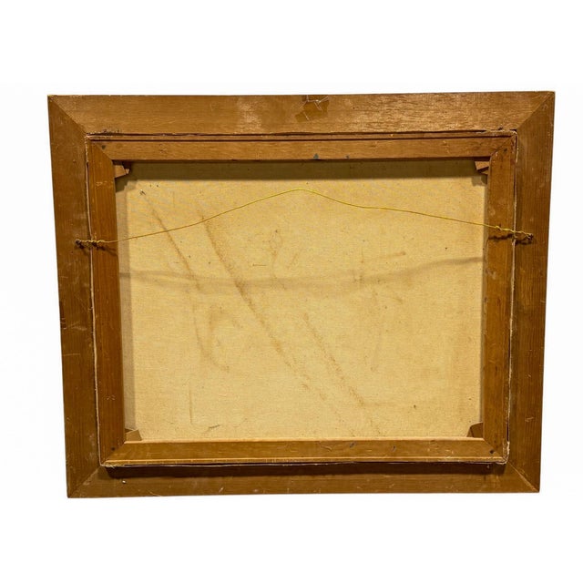 Mid-Century Modern Mid-Century Modern Cubist Abstract Giltwood Framed Signed Oil on Canvas For Sale - Image 3 of 7