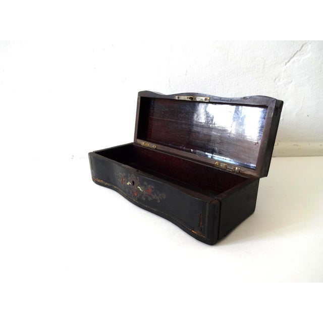 Wood Antique C.1860 French Boulle Work Glove Box For Sale - Image 7 of 12
