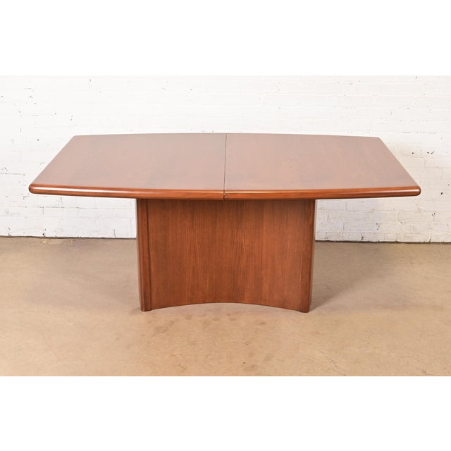 Skovby Danish Modern Teak Boat Shaped Pedestal Extension Dining Table, Newly Refinished For Sale - Image 9 of 14