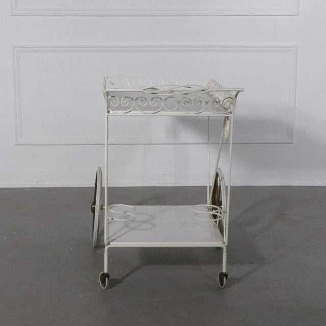 1950s 1950's White Metal Serving Trolley Bar Cart, Germany For Sale - Image 5 of 7