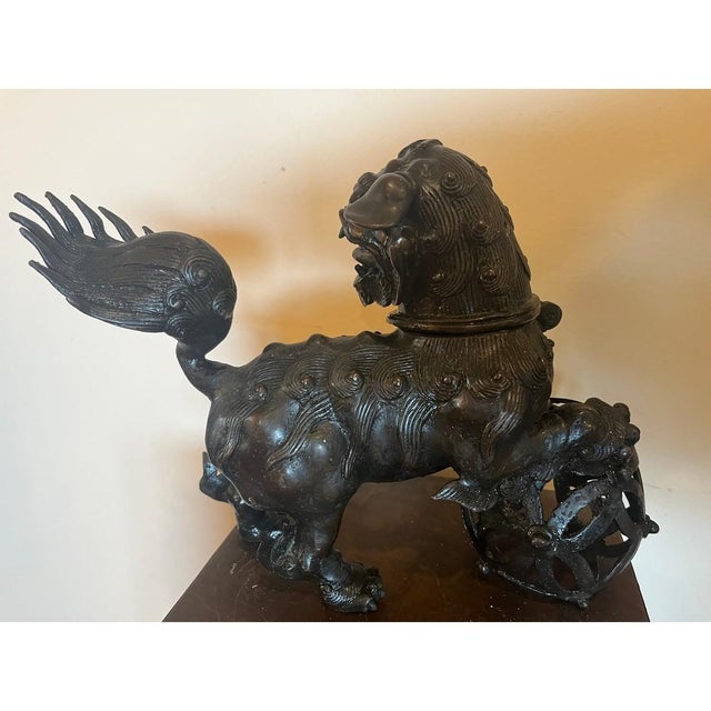 For sale is a substantial and finely cast Chinese Guardian Lion (Foo Dog) Censer. Weighing 6.5 lbs and measuring 9" H x...