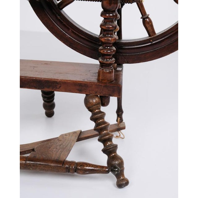Antique Hand-Polished Dark Wood Spinning Wheel, 1880s For Sale - Image 5 of 8