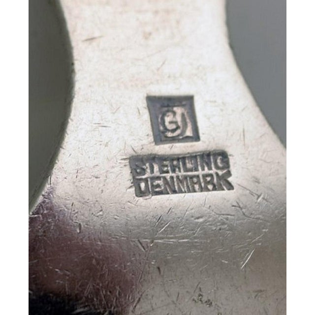 Antique Hammered Sterling Silver Lunch Fork by Georg Jensen For Sale - Image 4 of 5