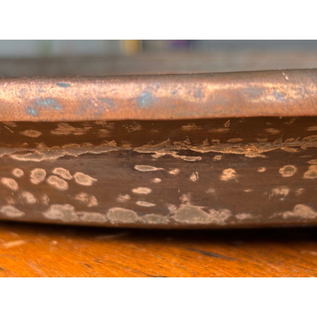 19th C. Hammered Copper Centerpiece Platter - Artisan + Highly Detailed For Sale - Image 4 of 11