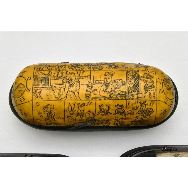 Wood Collection of 19th Century Decorative Chinese Hand Carved Spectacle Cases - Set of 3 For Sale - Image 7 of 12