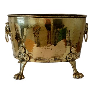 19th-Century English Brass Footed Jardiniere For Sale