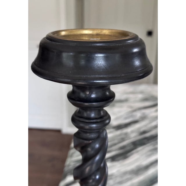 Vintage Carved Jacobean Barley Twist Large Scale Candle Holders - A Pair For Sale - Image 11 of 17