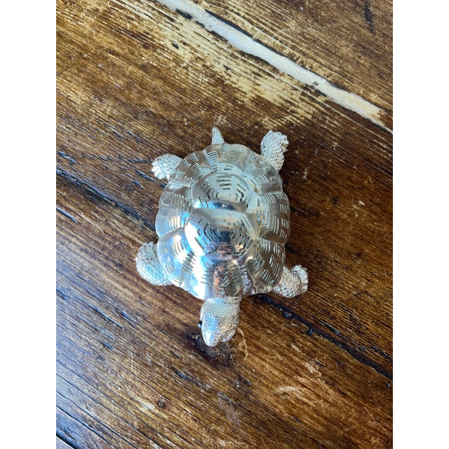 1990s Vintage Christofle Turtle, Lumière d'Argent From the Lumière d'Argent Collection, Onyx Eyes For Sale - Image 5 of 8