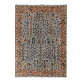 6x9Ft. Light Grey Classic Persian Tree of Life Modern Designer Oushak Turkish Style Wool For Sale