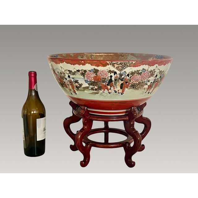 Japanese Exhibition Scale Japanese Kutani Porcelain Punch Bowl, Meiji Period, Circa 1880–1900 (Watano) For Sale - Image 3 of 17