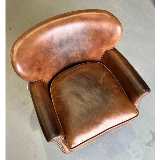 Vintage Brazilian Leather Armchair with Antique Brass Studs For Sale - Image 11 of 17
