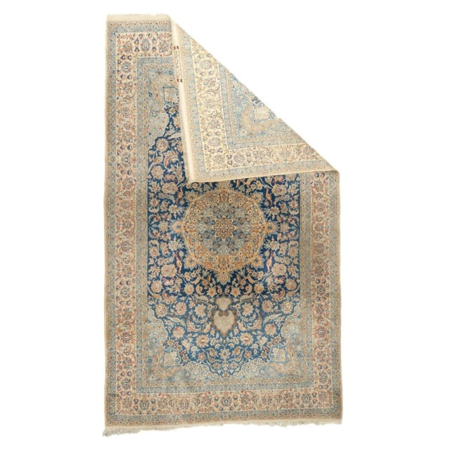 Early 20th Century Isfahan Extremely Fine Wool & Silk Foundation. Signed Rug 5'3'' X 9'2'' For Sale - Image 5 of 12