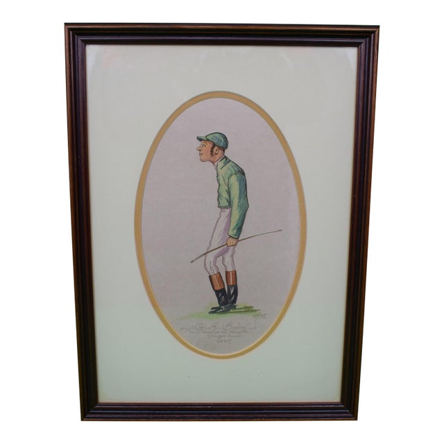 g.a. Baird Jockey C1887 Watercolour by Astor For Sale