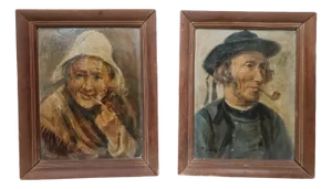 J. Ramaugé, Dutch Portraits, 1920s, Oil Paintings, Set of 2