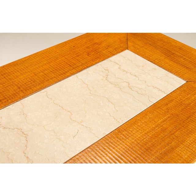 Oak Dining Table with Botticino Marble Inlay from Officina Rivadossi, Italy 1970s For Sale - Image 10 of 15