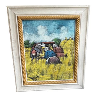 Vintage Framed Painting of Women in the Field, Signed by the Artist For Sale
