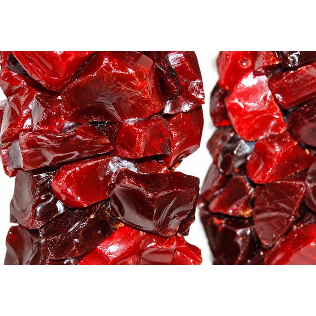 Modern Rock Candy Glass Table Lamps in Cherry Red For Sale - Image 3 of 8