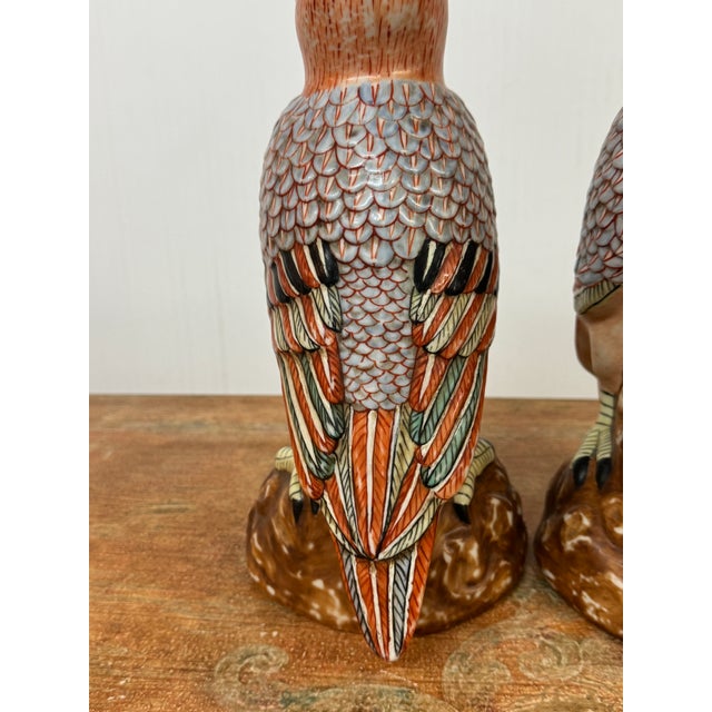 Hand Painted Porcelain Parrots, Set of Two For Sale - Image 12 of 12