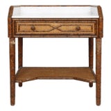 French Marble Top Faux Bamboo Side Table For Sale