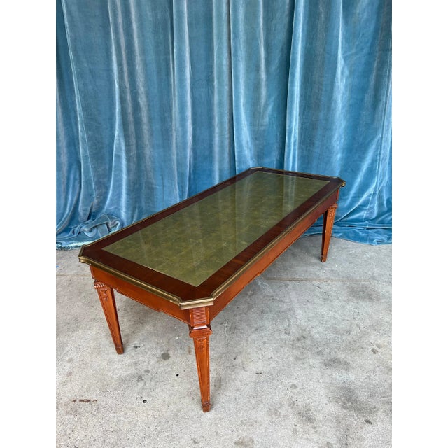 Italian Neoclassical Coffee Table, 1940s, Carved Mahogany With Gilt Panel Top For Sale In New York - Image 6 of 13
