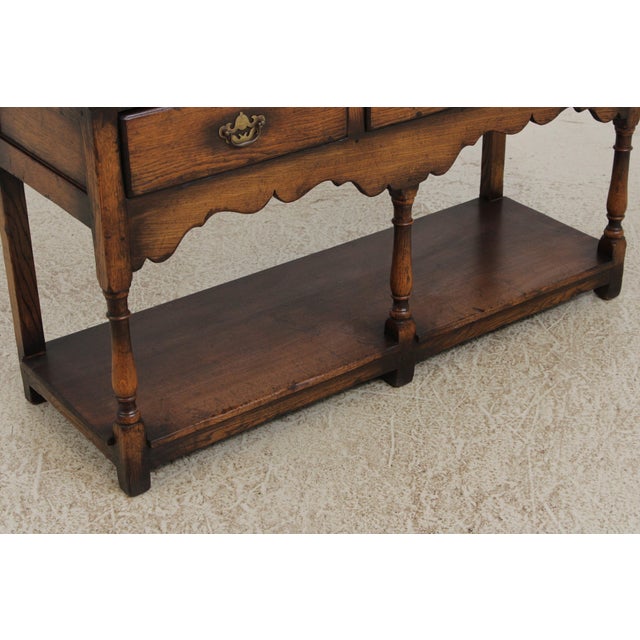 English Tudor Oak 2 Tier Console Table For Sale - Image 10 of 14