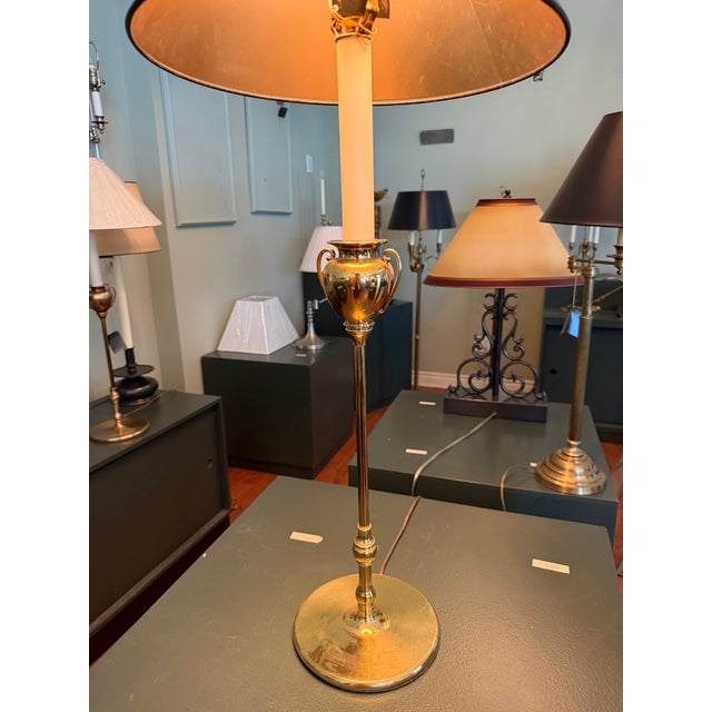 Mediterranean Neo Classical Mid centuryGreek Hellenic Brass Urn Table Lamp For Sale - Image 3 of 3