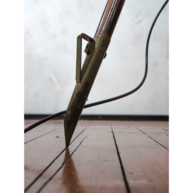 Searchlight Spotlight Floor Lamp in Copper and Brass on Wooden Tripod by Francis Bolton, 1930s For Sale - Image 10 of 18