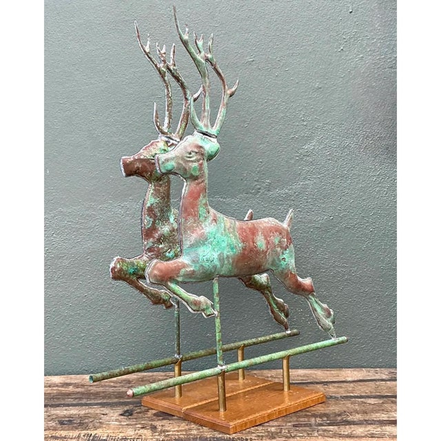 Copper Vintage Leaping Deer Copper Weathervanes - A Pair For Sale - Image 8 of 13