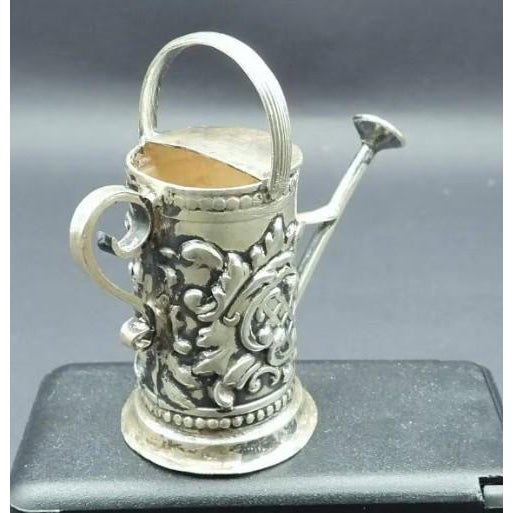 French Antique Miniature French or Hanau Continental Silver W Niello Gardening Watering Can For Sale - Image 3 of 4