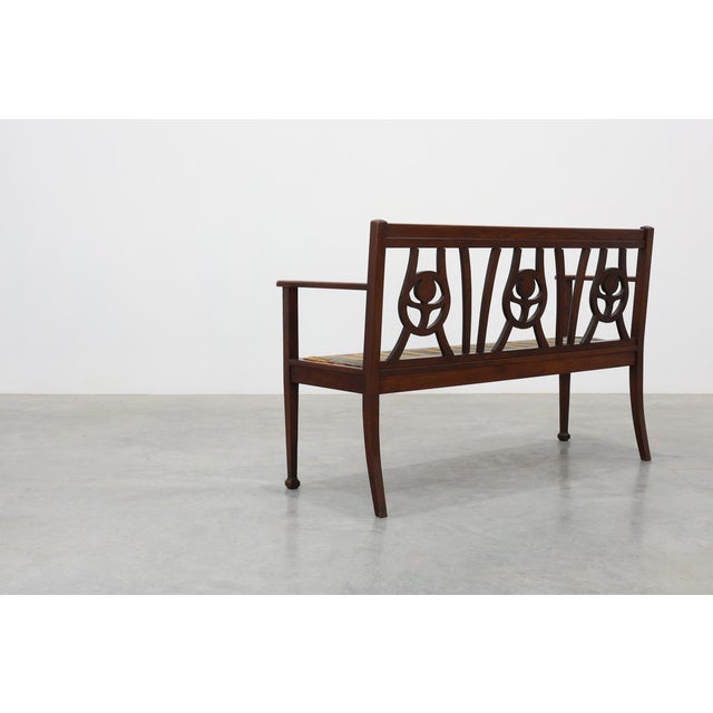 Vintage Art Deco Belgian Bench in Oak, 1920s For Sale - Image 6 of 14