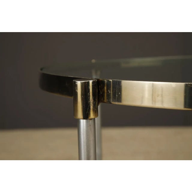 Pair of Mid-Century Brass & Steel Side Tables in the Manner of Maison Jansen For Sale - Image 10 of 18