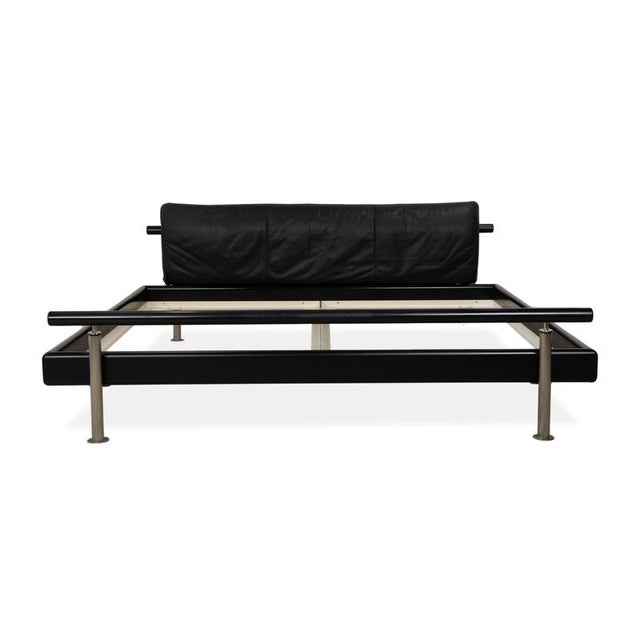 Black and Silver Leather and Wood Bed from Möller Design For Sale - Image 11 of 15