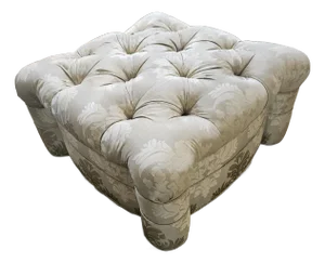 Late 20th Century Custom Silk Tufted Upholstered Ottoman