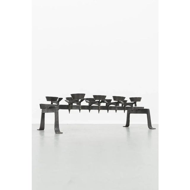 Vintage Brutalistic Golden Rod Chandleholder For Sale - Image 6 of 6