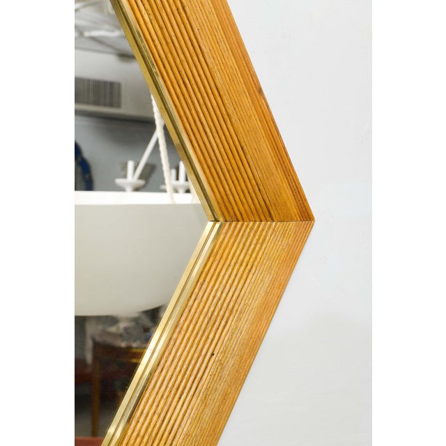Early 21st Century Contemporary Italian Hexagonal Rattan Mirror For Sale - Image 5 of 8