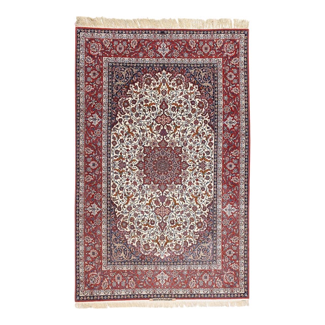 Signed Vintage Persian Seirafian Isfahan Rug, 06'09 X 10'06 For Sale