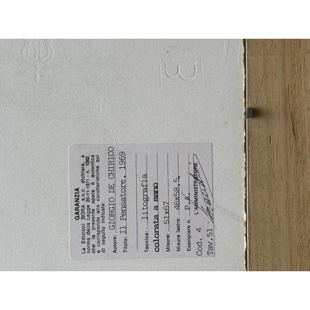 1960s De Chirico, Artist's Proof of the Thinker, Lithograph For Sale - Image 5 of 9