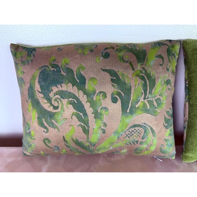 Taupe Pair of Fortuny Textile Pillows With Velvet Backs For Sale - Image 8 of 8