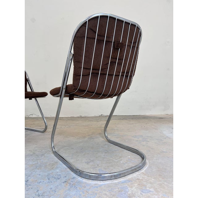 Cantilever Chair in Chrome with Brown Upholstery by Gastone Rinaldi, 1970s For Sale - Image 6 of 11