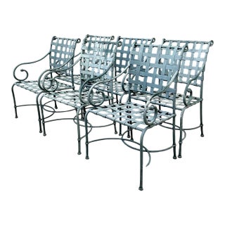 Vintage Brown Jordan “Florentine” Cast Aluminum Dining Chairs - Set of 6 For Sale