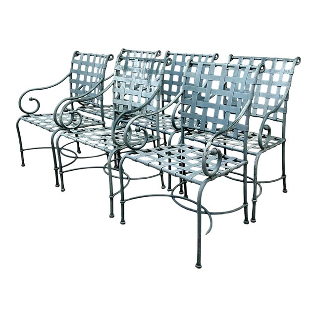 Vintage Brown Jordan “Florentine” Cast Aluminum Dining Chairs - Set of 6 For Sale