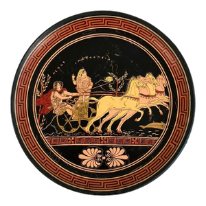 Mid 20th Century Greek Red-Figure Wall Plate – The Abduction of Hippodameia by Pelops, Hand-Painted by D. Vassilopoulos