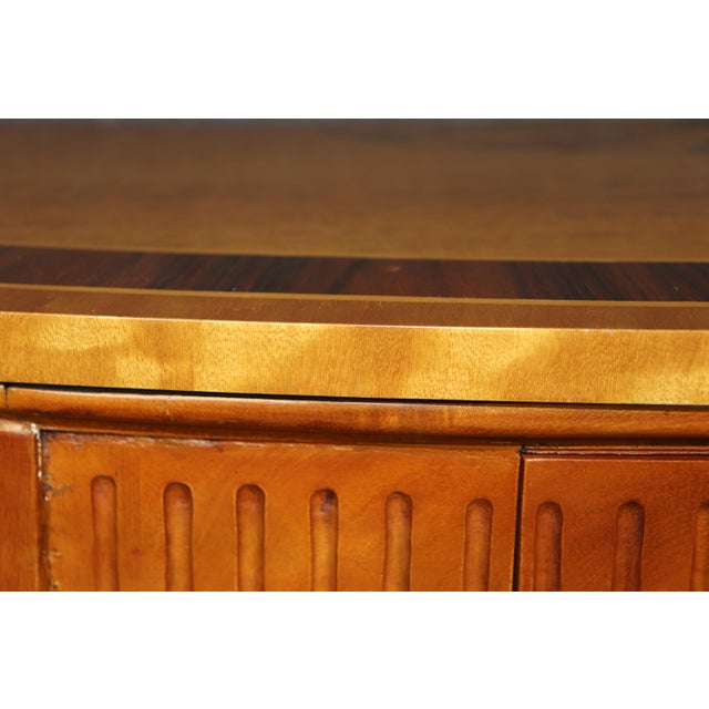 Wood Adams Style Satinwood Demilune Console Table Maitland Smith Quality For Sale - Image 7 of 11