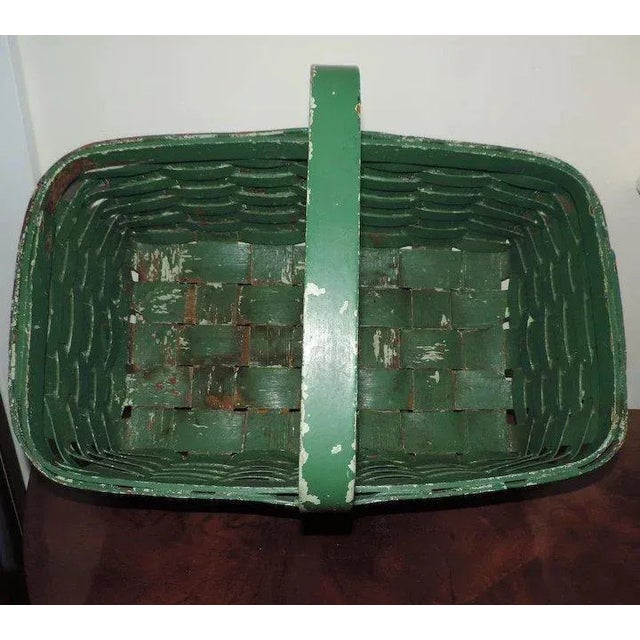 19th Century American Hand Woven Paint Decorated Splint Basket For Sale - Image 10 of 11